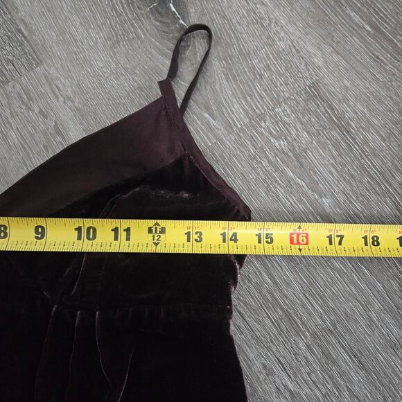 Vintage Y2K Gap Brown Velvet V Neck Dress Spaghetti Straps Silk Trim size 4 - Picture 6 of 11